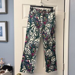 Lilly Pulitzer White Peacock Print Casual Kids Pants